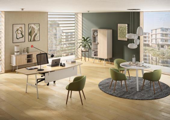 Buronomic alto bureau manager avec voile de fond blanc chene fil 2
