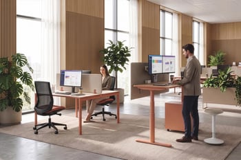 Buronomic nuanza bureau reglable en hauteur electrique peche chene fil 2