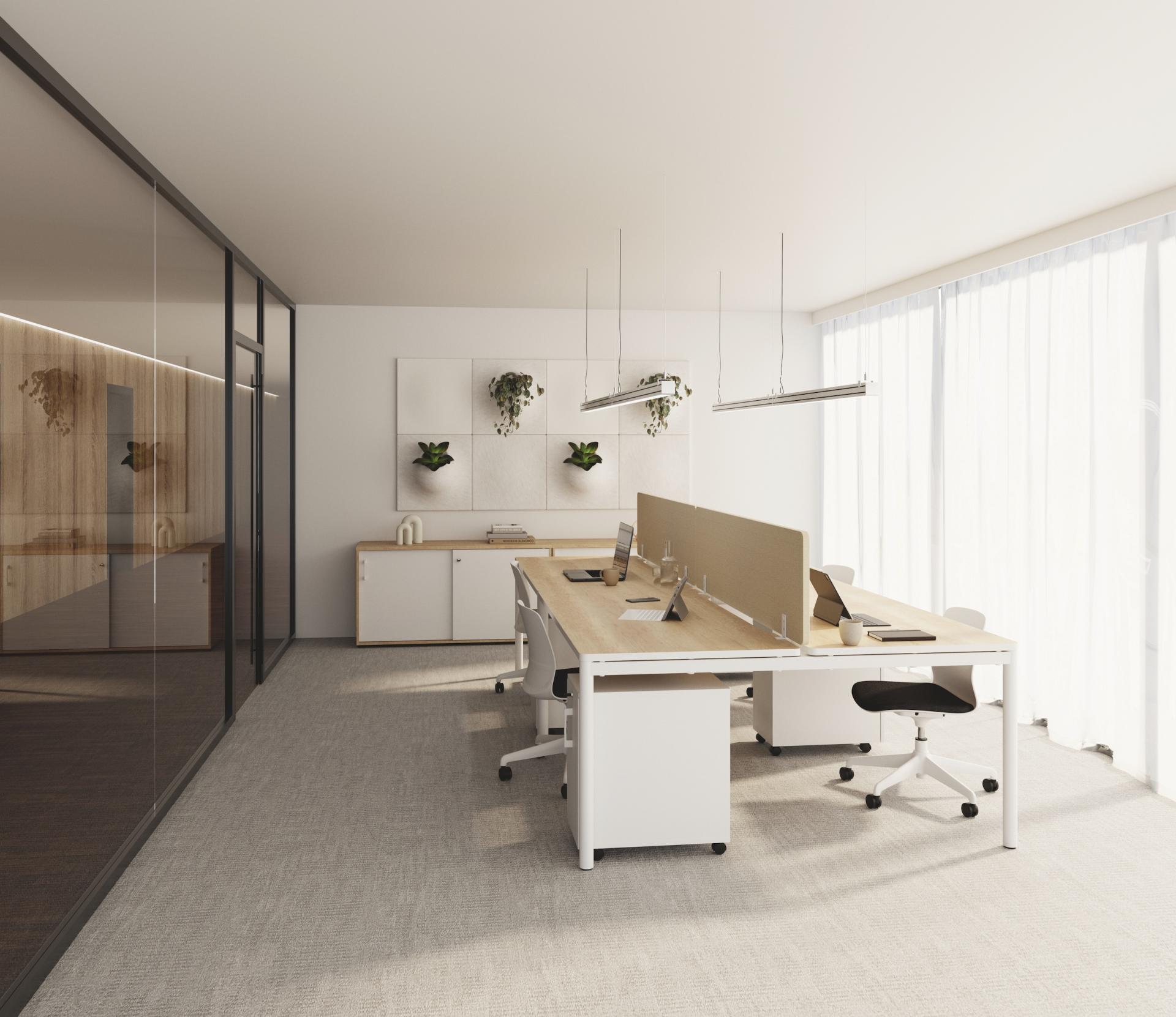 Buronomic nuanza bureaux multipostes blanc chene fil 2