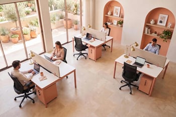Buronomic nuanza bureaux multipostes peche blanc