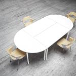 Buronomic rencontre tables droites et demi lune blanc blanc