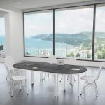 Buronomic rencontre tables droites et demi lune blanc cedre