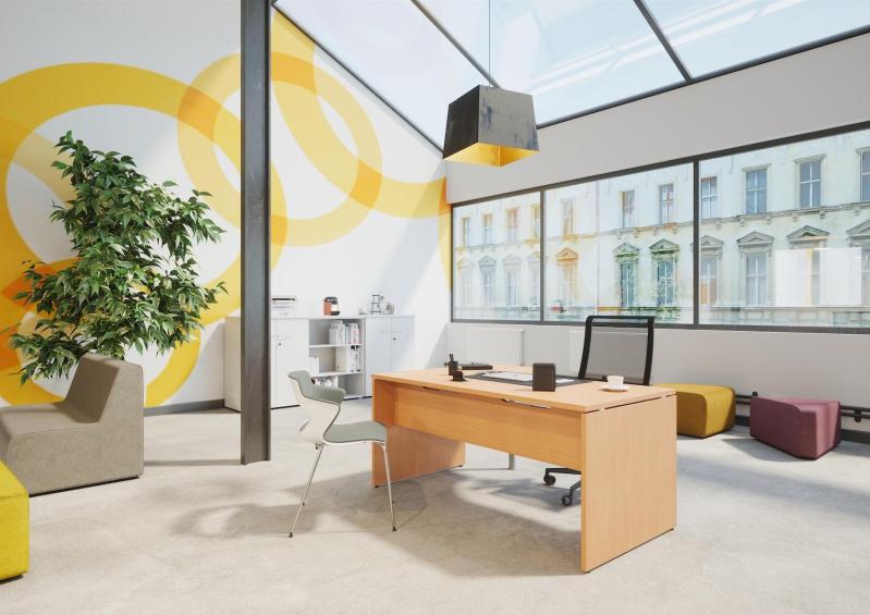 Buronomic retro bureaux pieds panneaux hetre