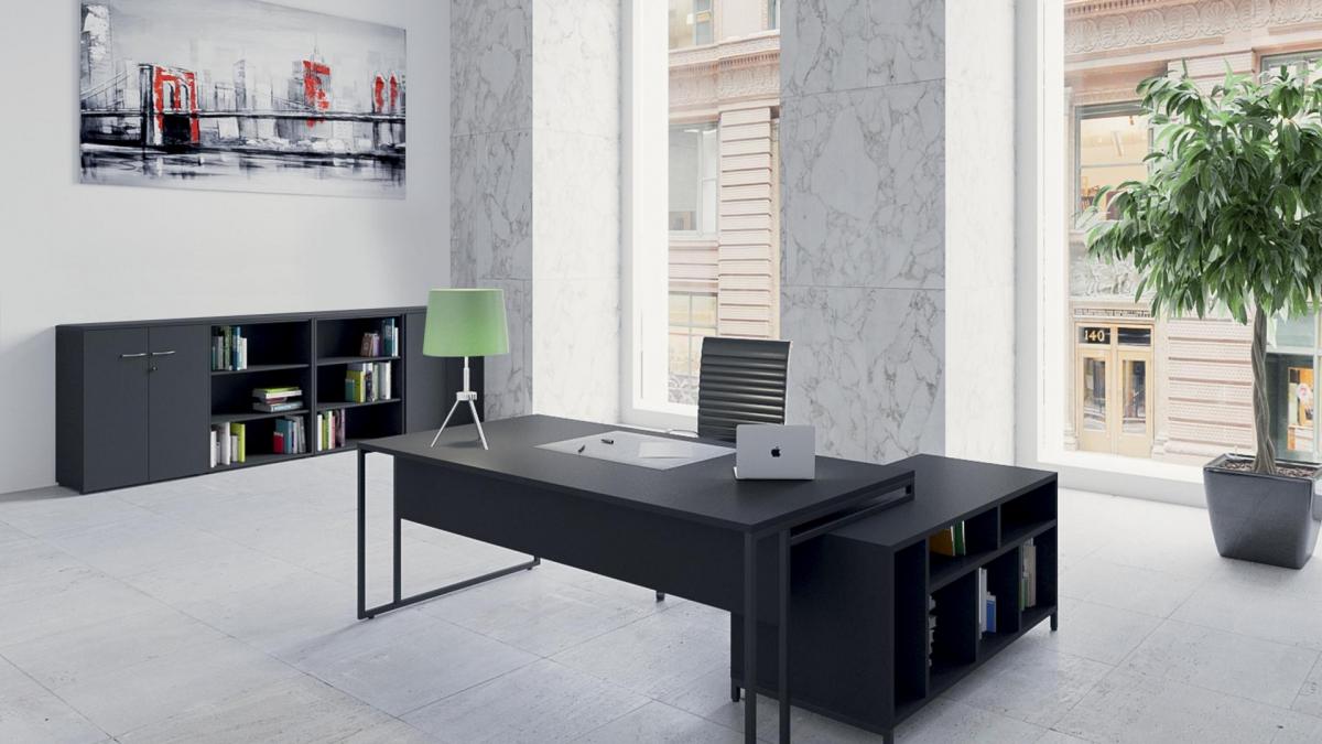 Buronomic stricto direction sur meuble service noir noir